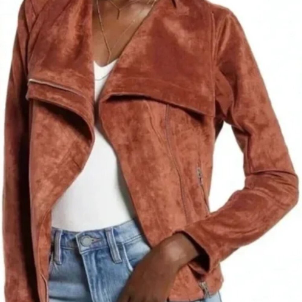 SL8 Rust/Brown Suede Fall Moto Jacket, Small - Picture 4 of 8